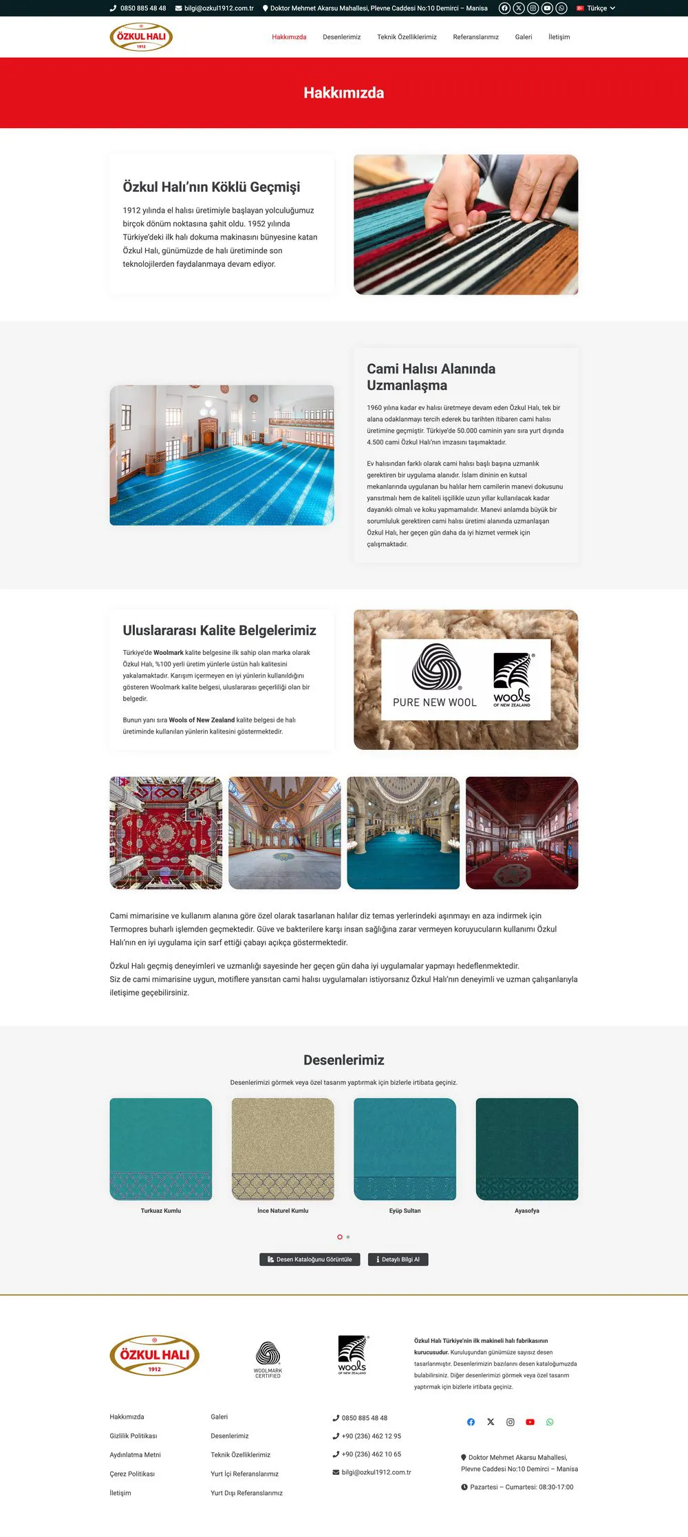 Özkul Halı web sitesi sayfa 2