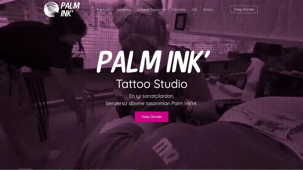 Palm Ink Tattoo web sitesi ana sayfa