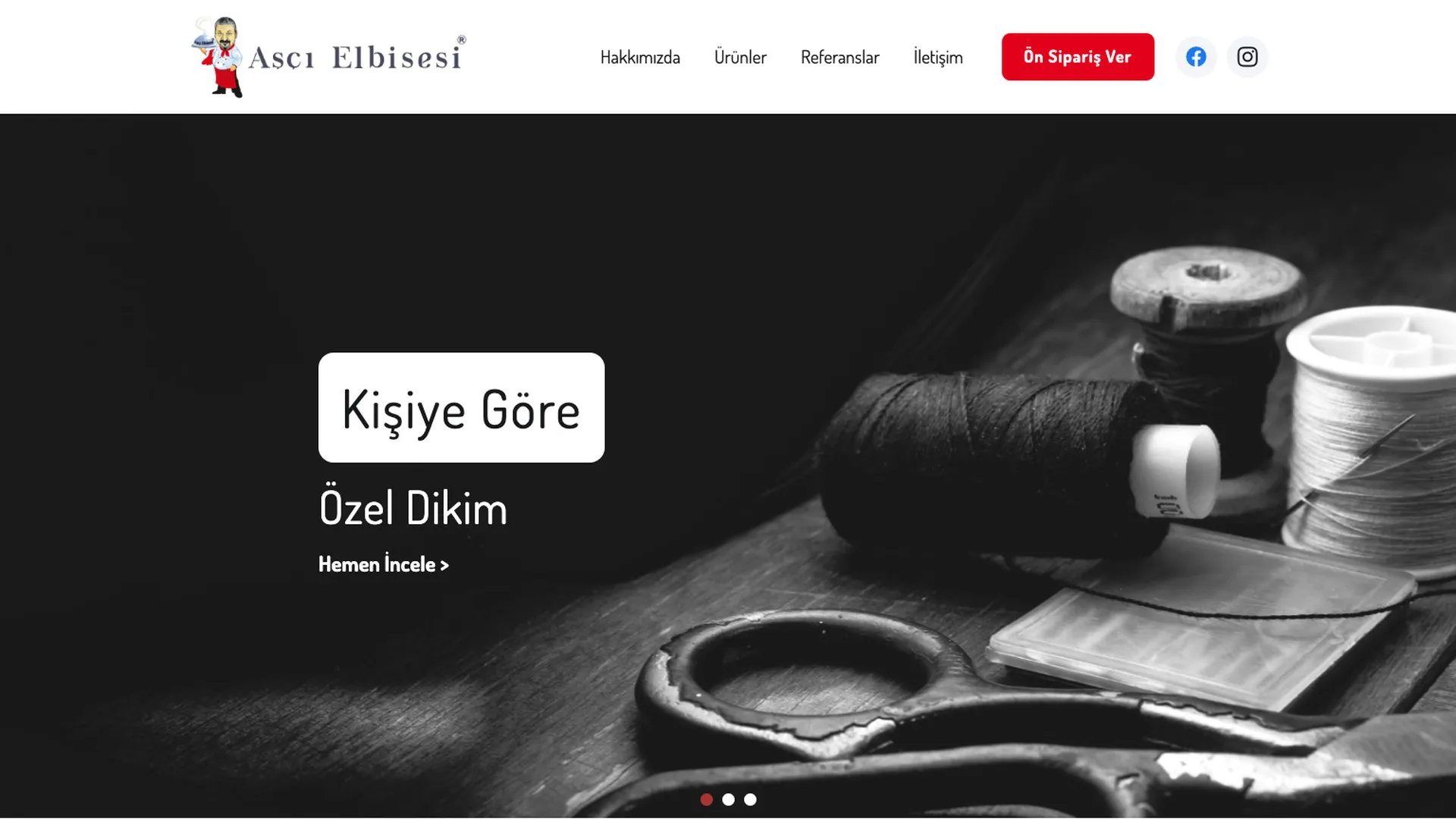 Aşçı Elbisesi web sitesi ana sayfa