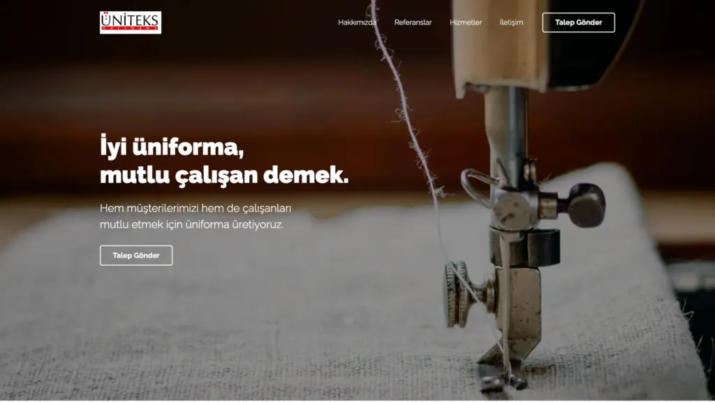 Üniteks Üniforma web sitesi ana sayfa