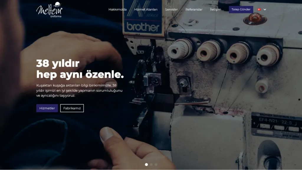 Meltem Üniforma web sitesi ana sayfa