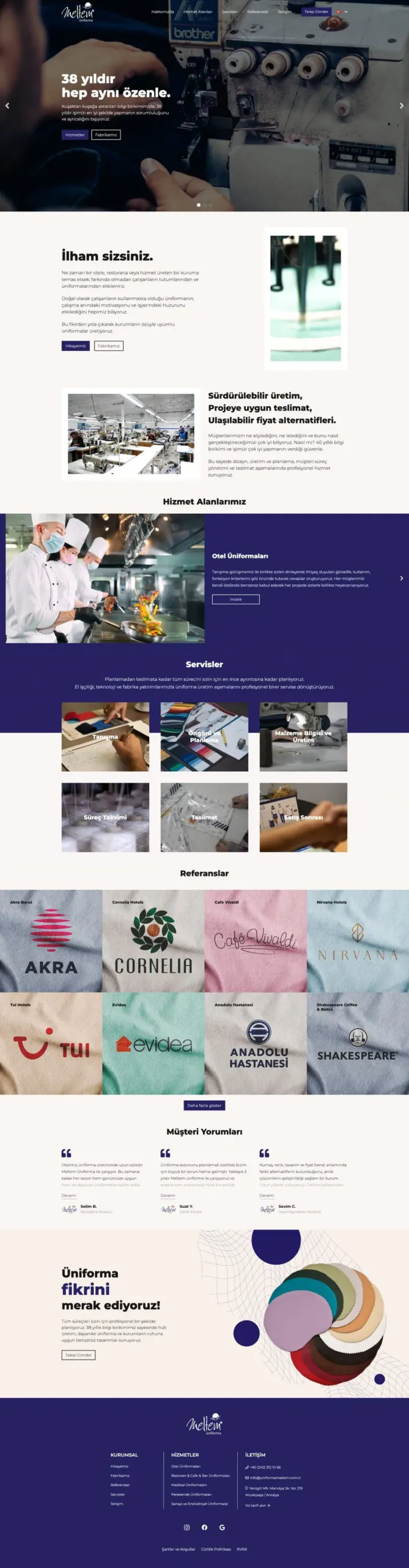 Meltem Üniforma web sitesi sayfa 1