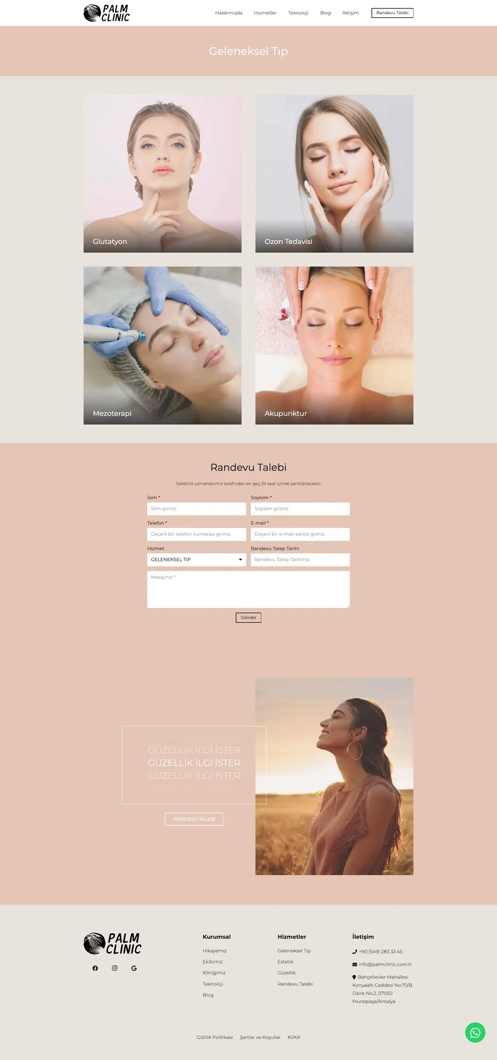 Palm Clinic web sitesi sayfa 3