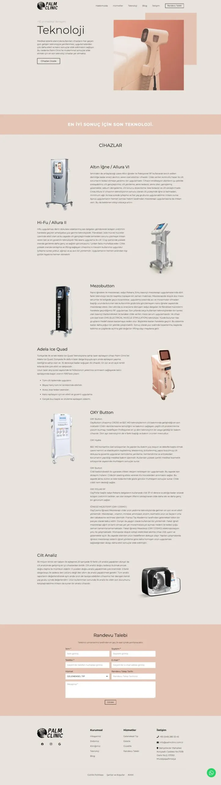 Palm Clinic web sitesi sayfa 5