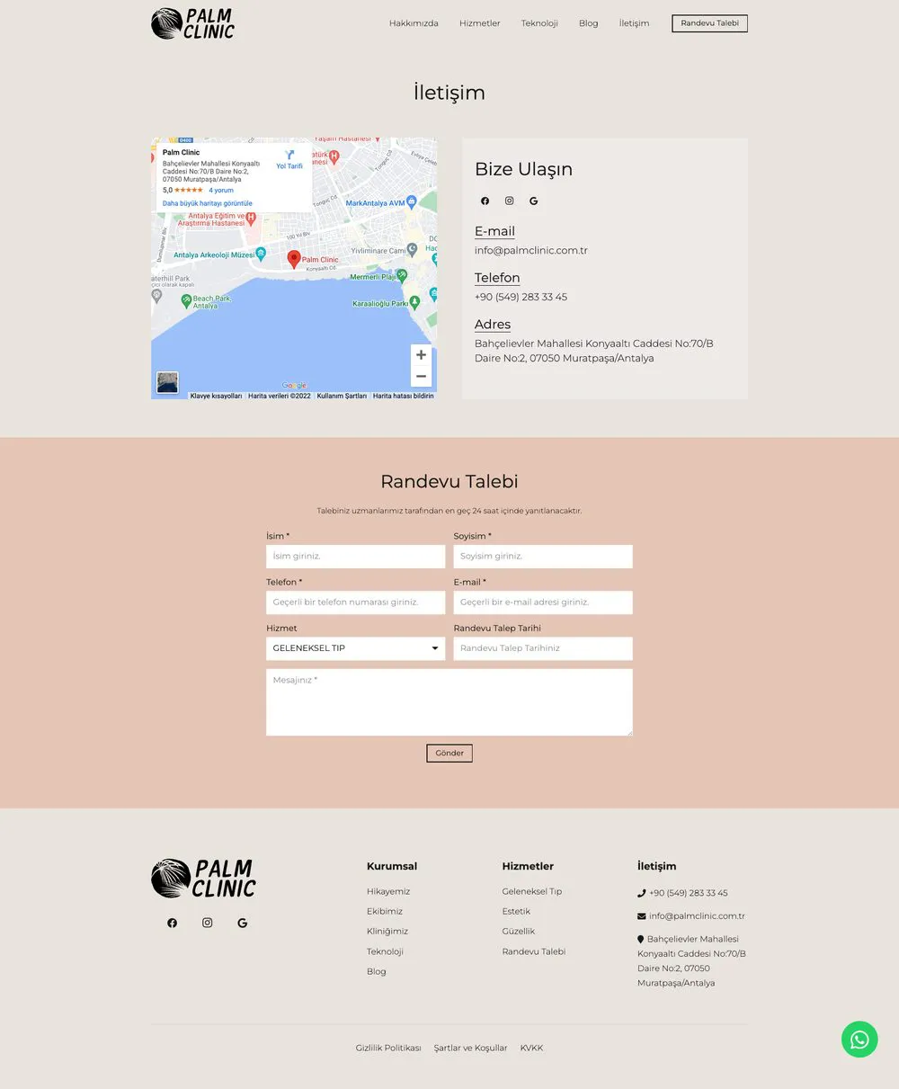 Palm Clinic web sitesi sayfa 6