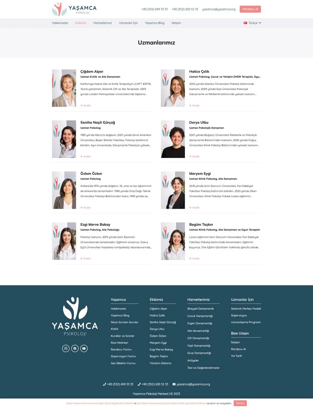 Yaşamca Psikoloji Merkezi web sitesi sayfa 2