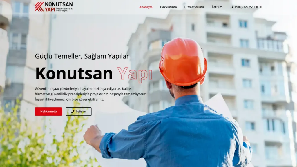 Konutsan Yapı web sitesi ekran görüntüsü
