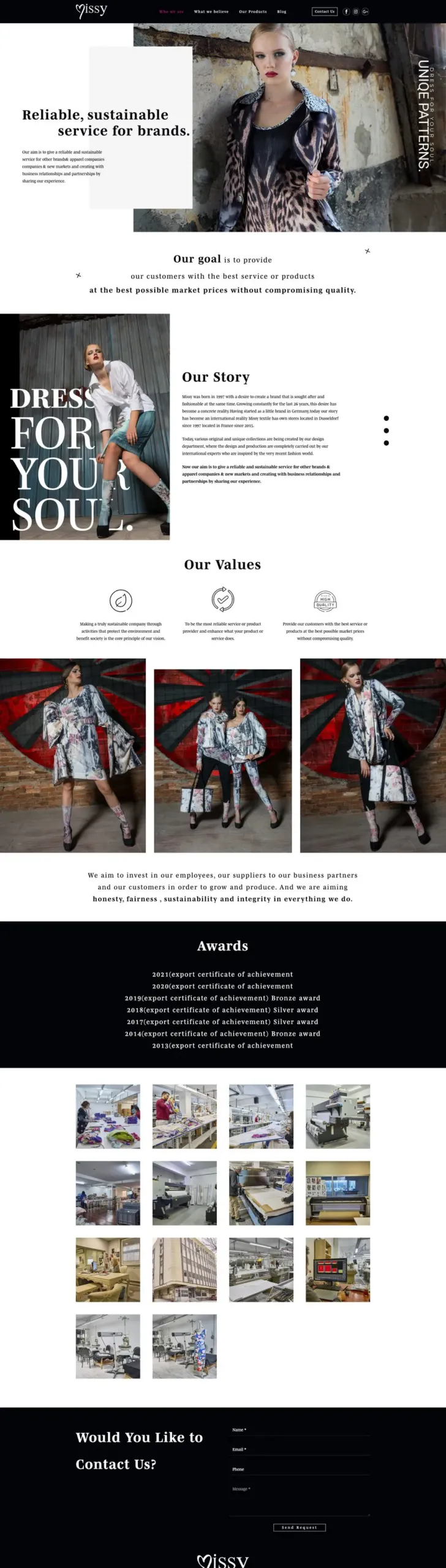 Missy Tekstil web sitesi sayfa 2