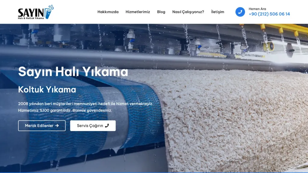 Sayın Halı Yıkama web sitesi ana sayfa