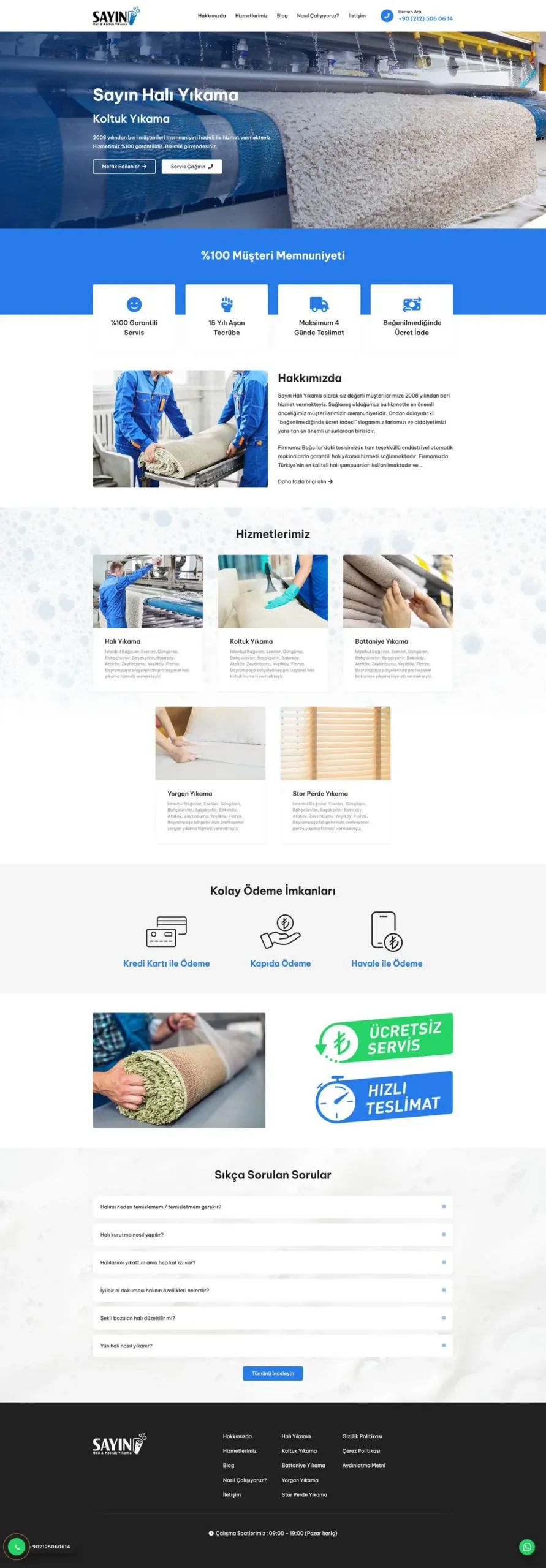 Sayın Halı Yıkama web sitesi sayfa 1