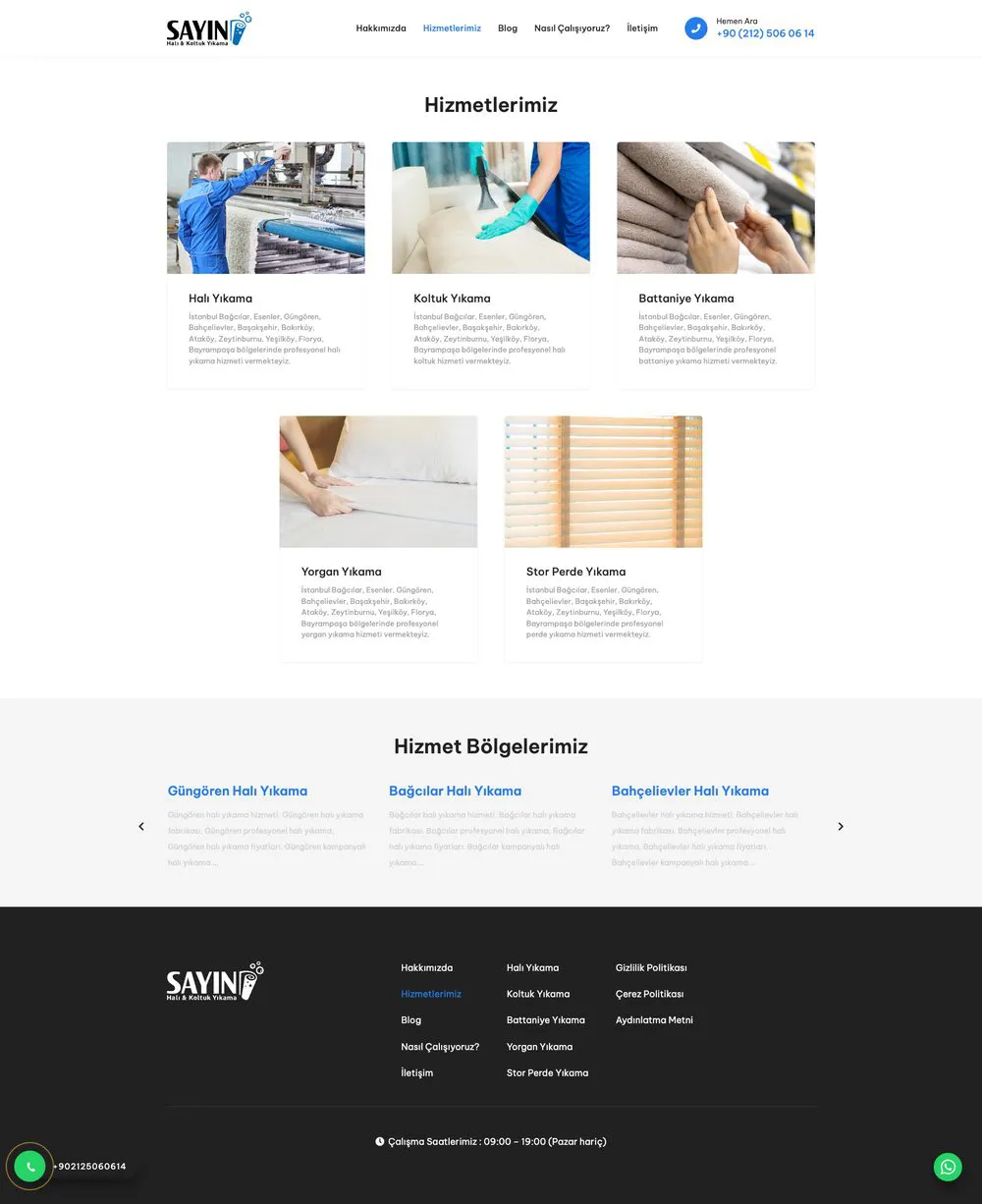 Sayın Halı Yıkama web sitesi sayfa 3