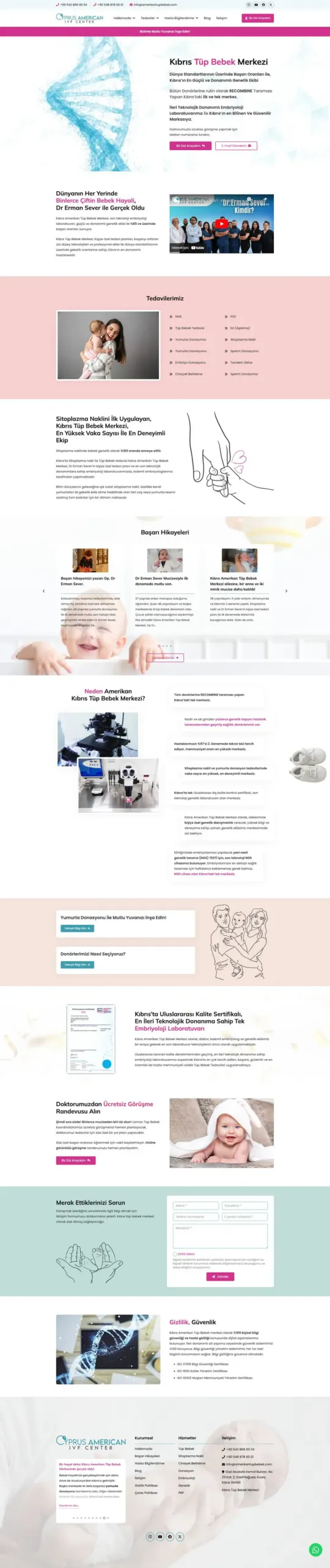 Kıbrıs Amerikan Tüp Bebek Merkezi web sitesi sayfa 1
