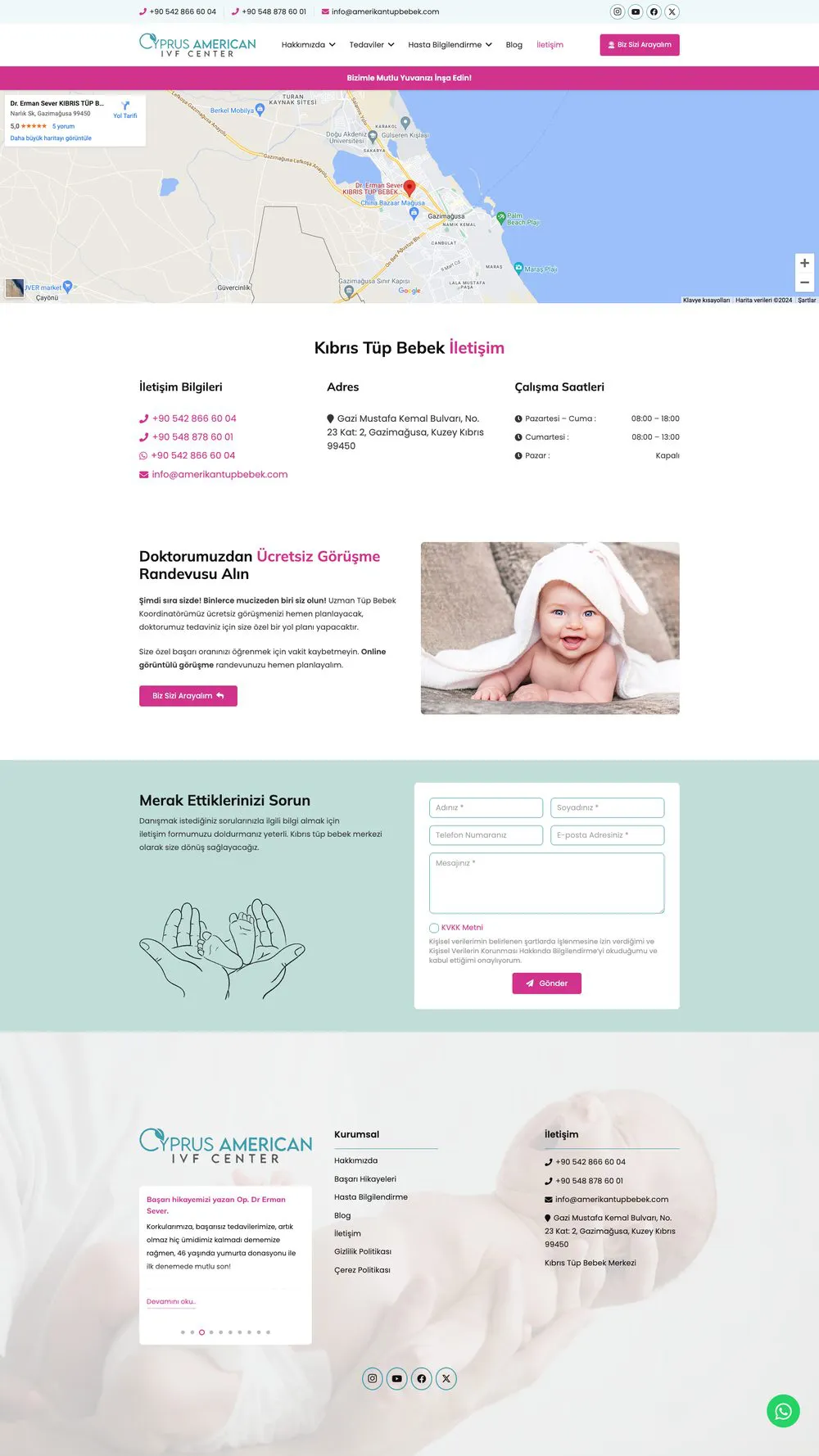 Kıbrıs Amerikan Tüp Bebek Merkezi web sitesi sayfa 3