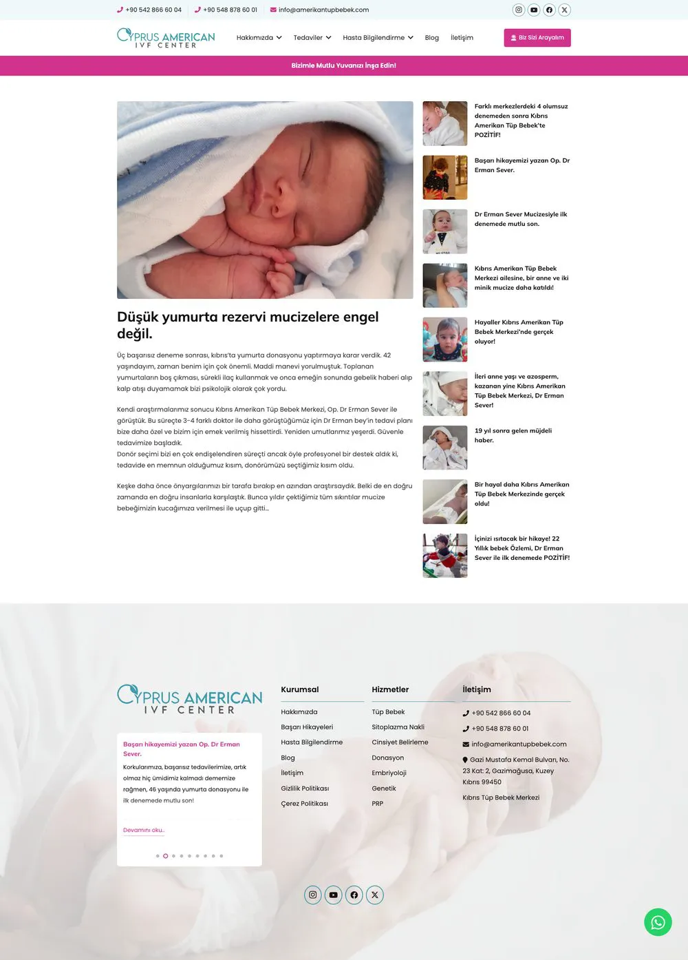 Kıbrıs Amerikan Tüp Bebek Merkezi web sitesi sayfa 4