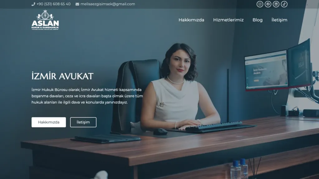 Av. Melisa Ezgi Aslan web sitesi ekran görüntüsü