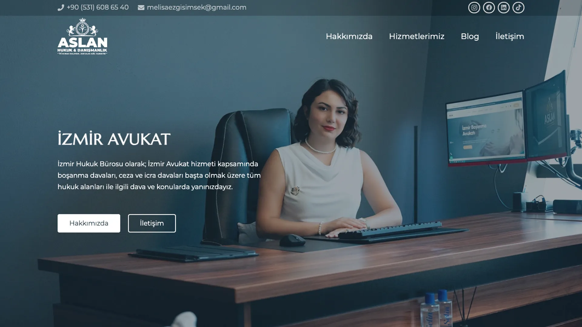 Av. Melisa Ezgi Aslan web sitesi ekran görüntüsü