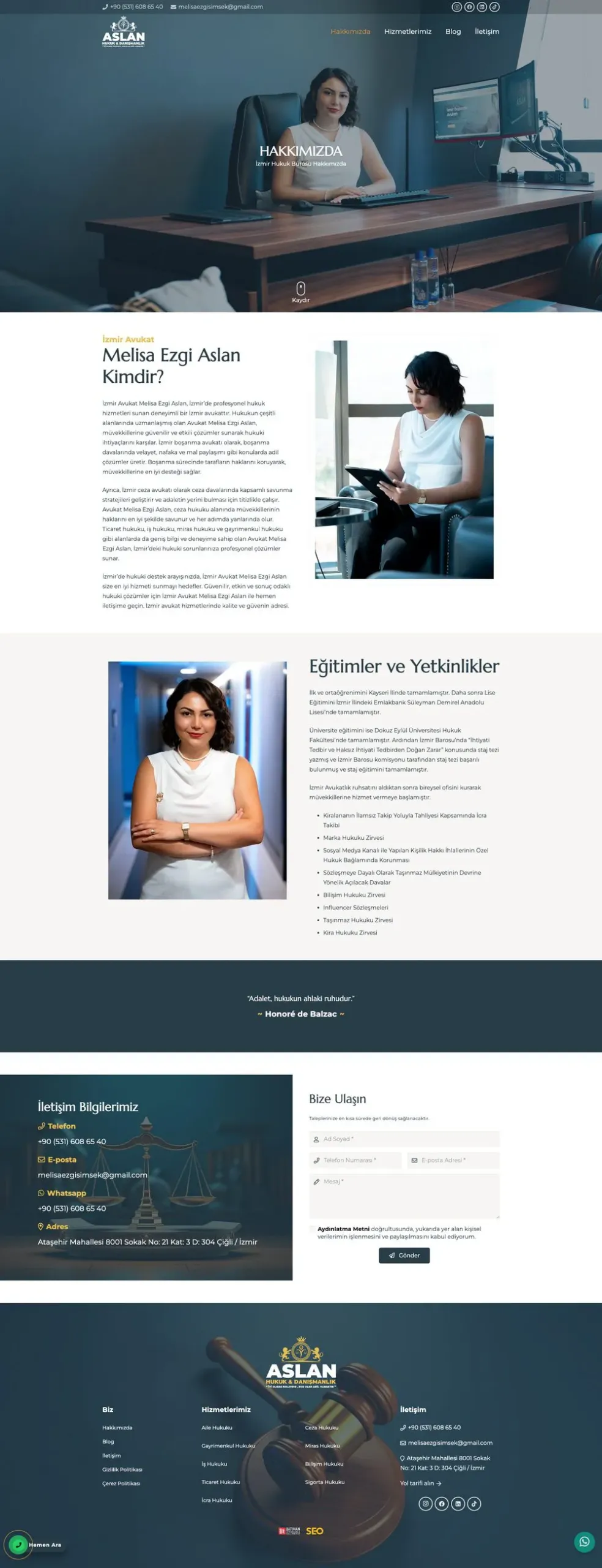 Av. Melisa Ezgi Aslan web sitesi sayfa 2