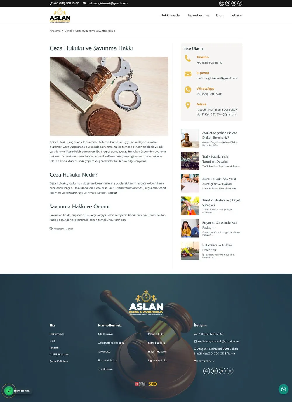 Av. Melisa Ezgi Aslan web sitesi sayfa 4
