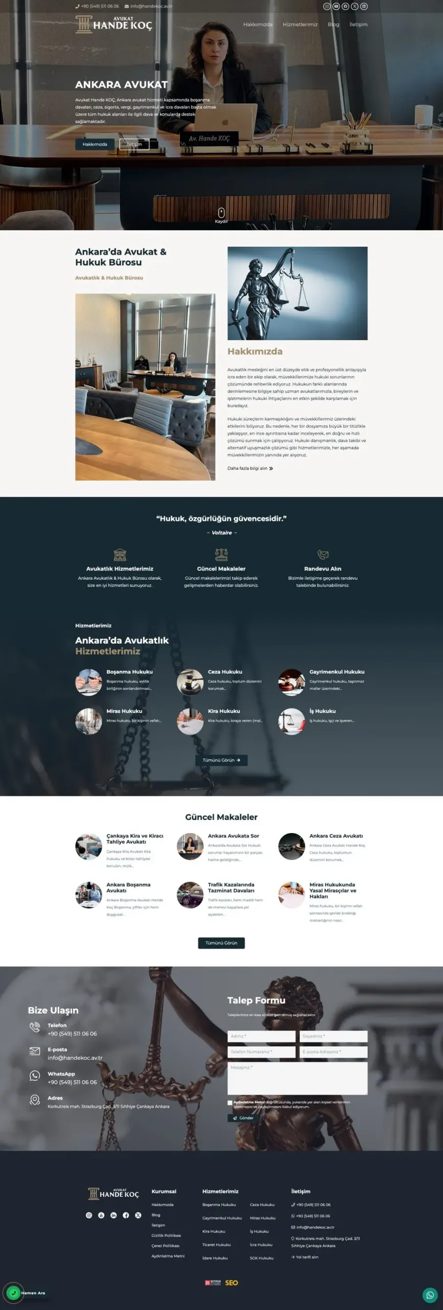 Avukat Hande Koç web sitesi sayfa 1