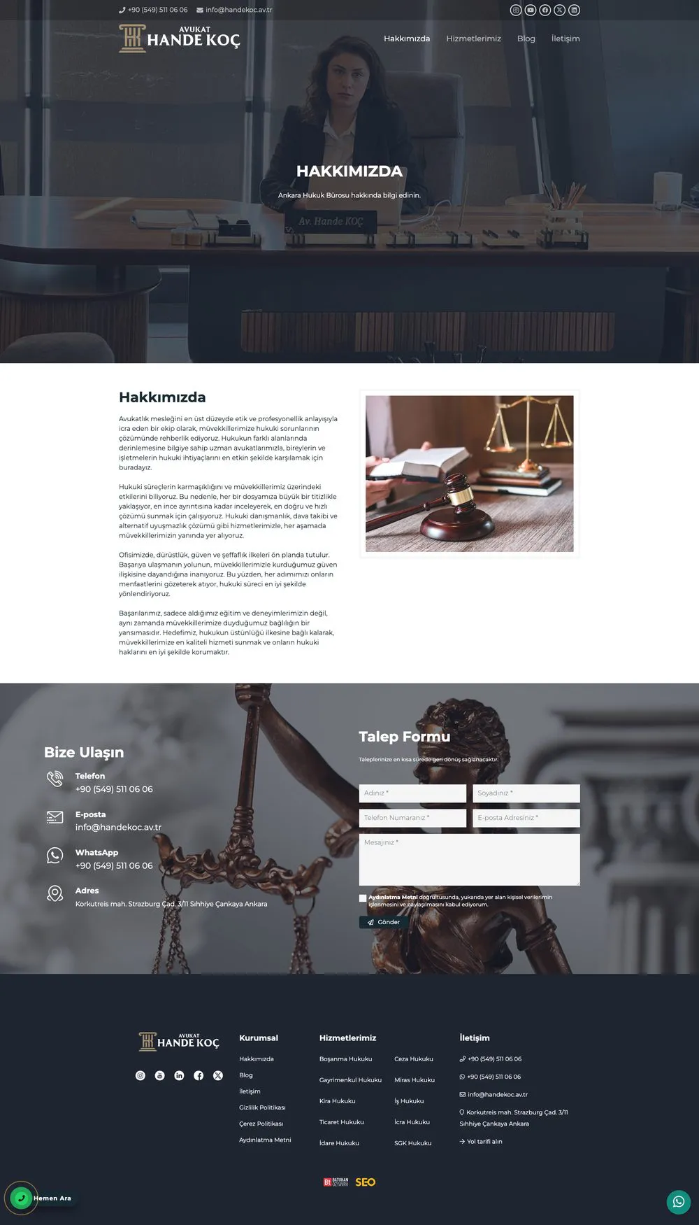 Avukat Hande Koç web sitesi sayfa 2