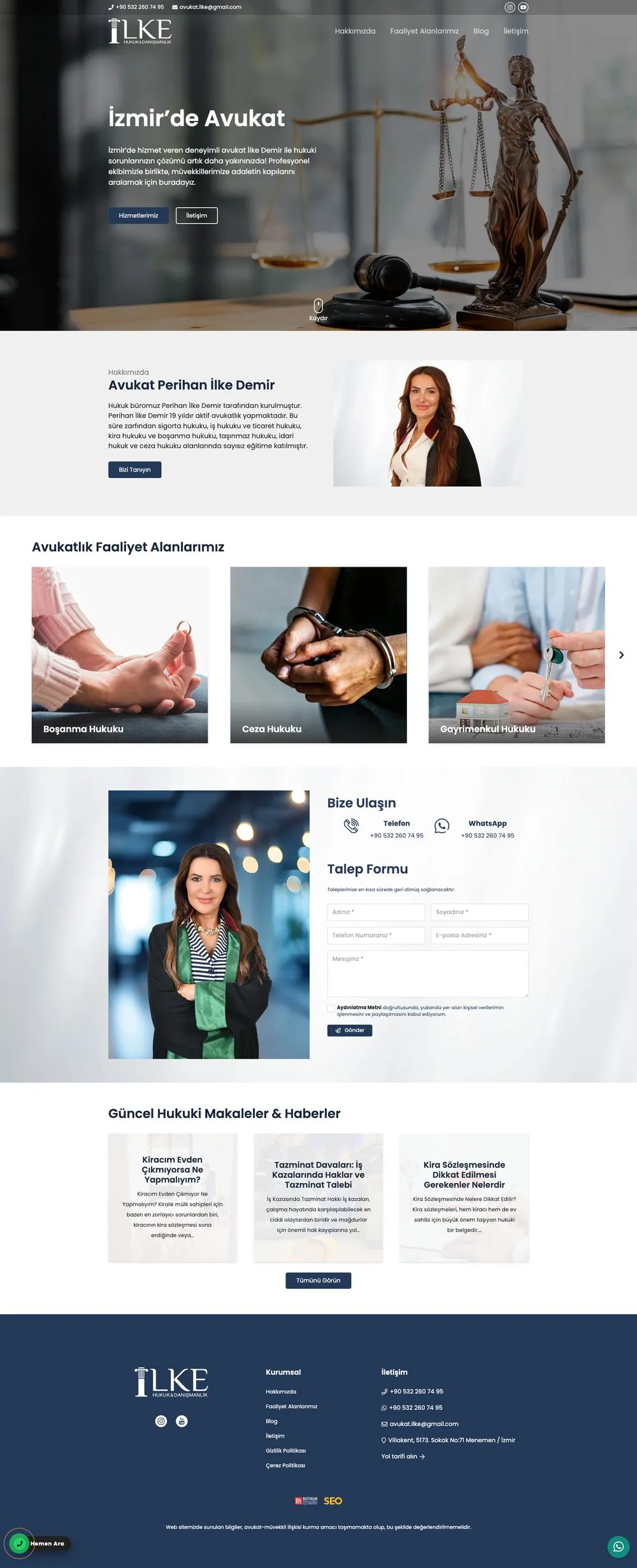 Avukat Perihan İlke Demir web sitesi sayfa 1