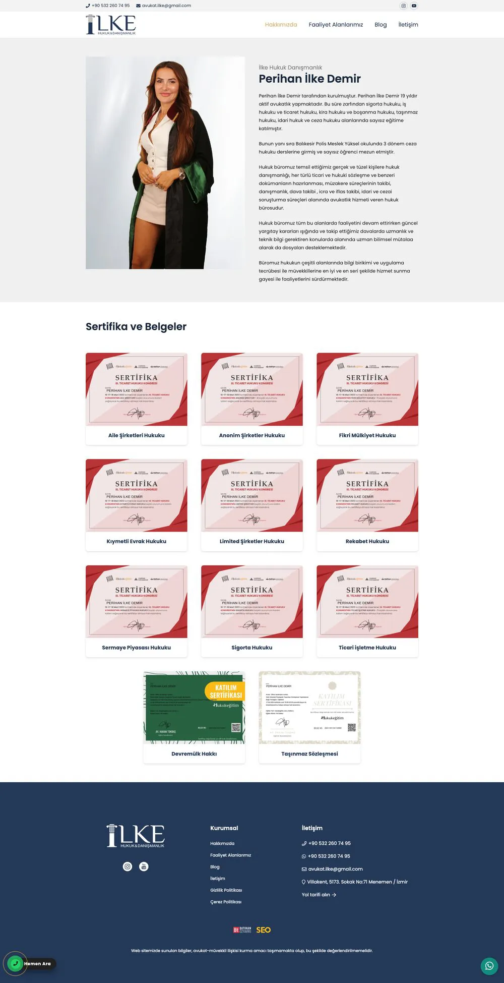 Avukat Perihan İlke Demir web sitesi sayfa 2