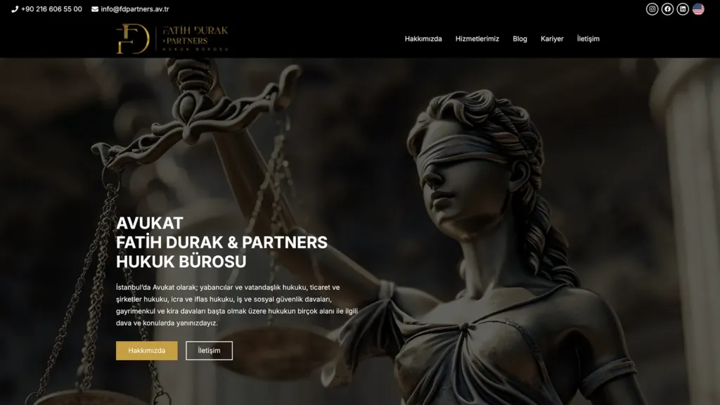FD Partners Hukuk Bürosu web sitesi ekran görüntüsü
