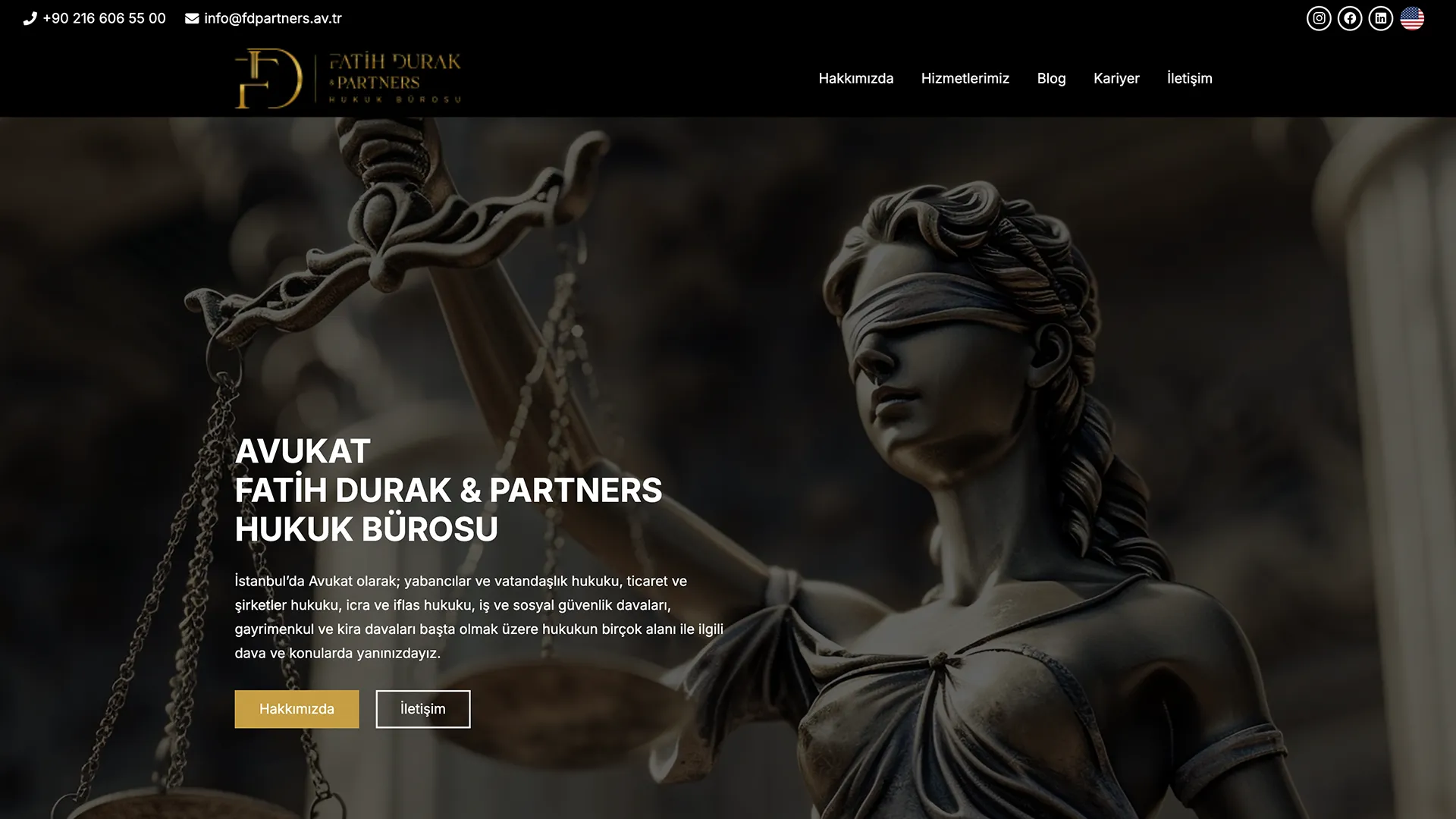 FD Partners Hukuk Bürosu web sitesi ekran görüntüsü