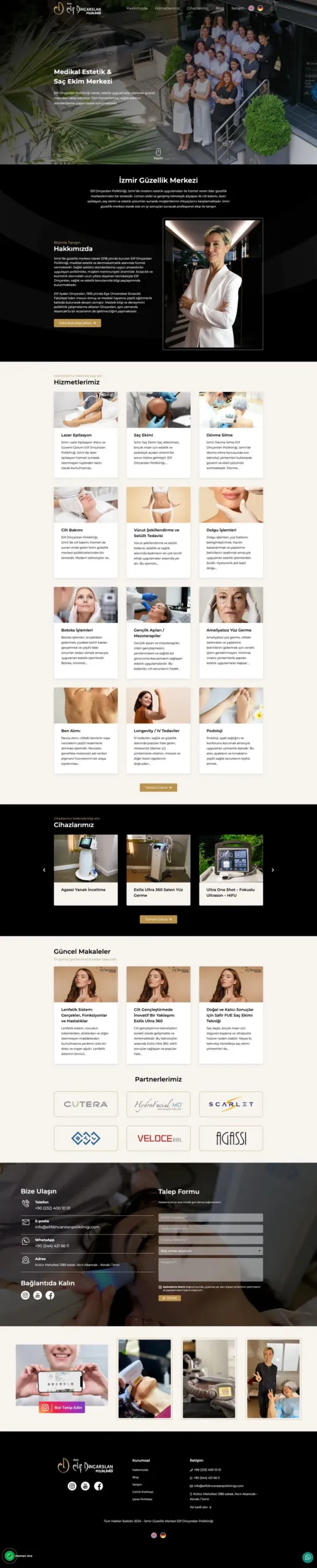 Elif Dinçarslan Polikliniği web sitesi sayfa 1