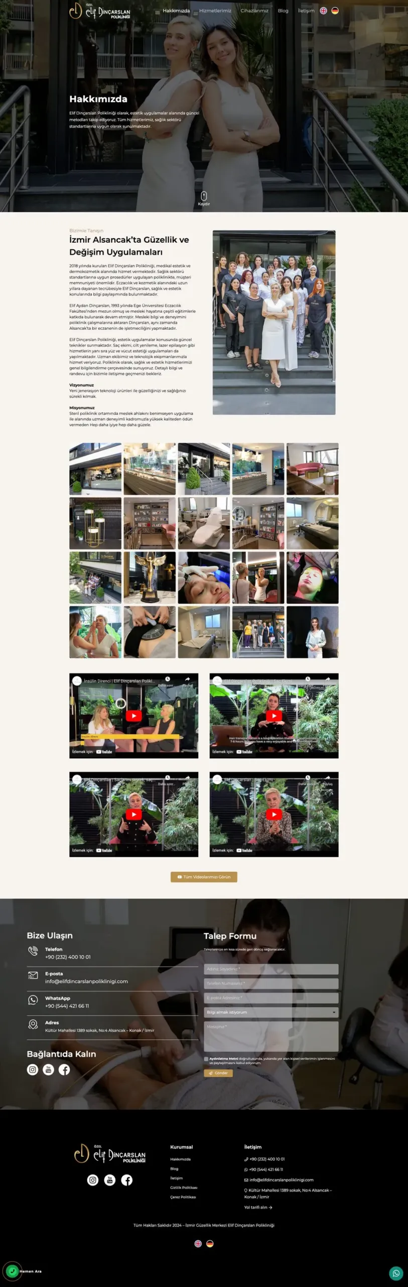 Elif Dinçarslan Polikliniği web sitesi sayfa 2