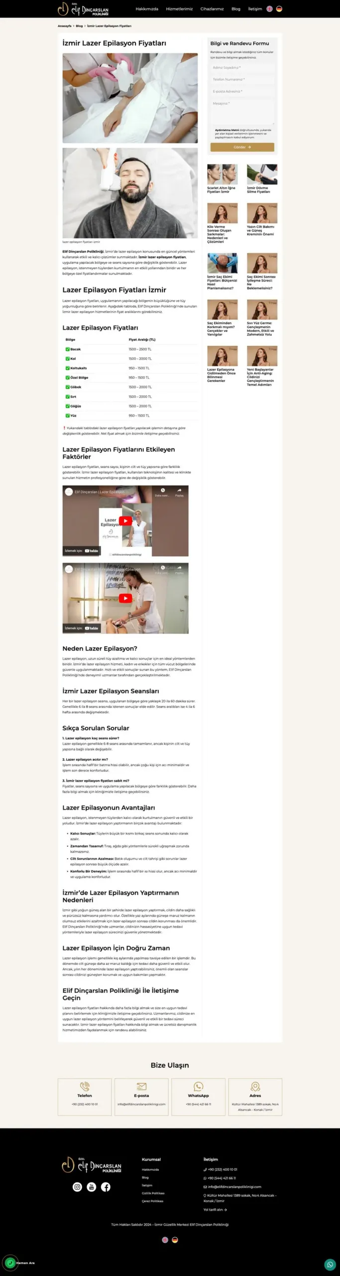 Elif Dinçarslan Polikliniği web sitesi sayfa 5