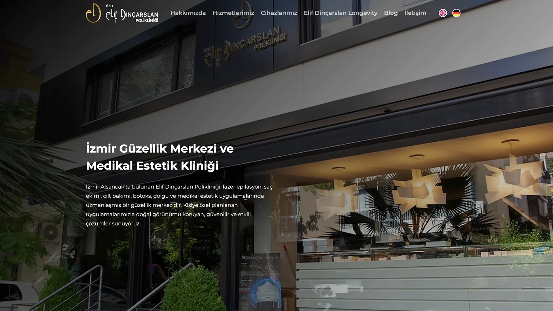 Elif Dinçarslan Polikliniği web sitesi ekran görüntüsü