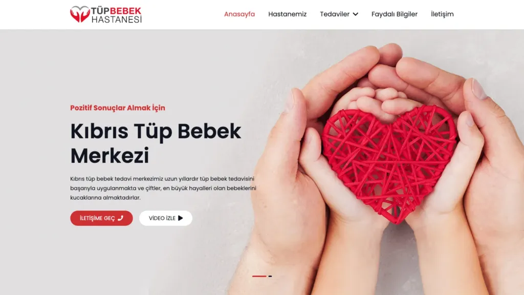 Kıbrıs Tüp Bebek Hastanesi web sitesi ekran görüntüsü