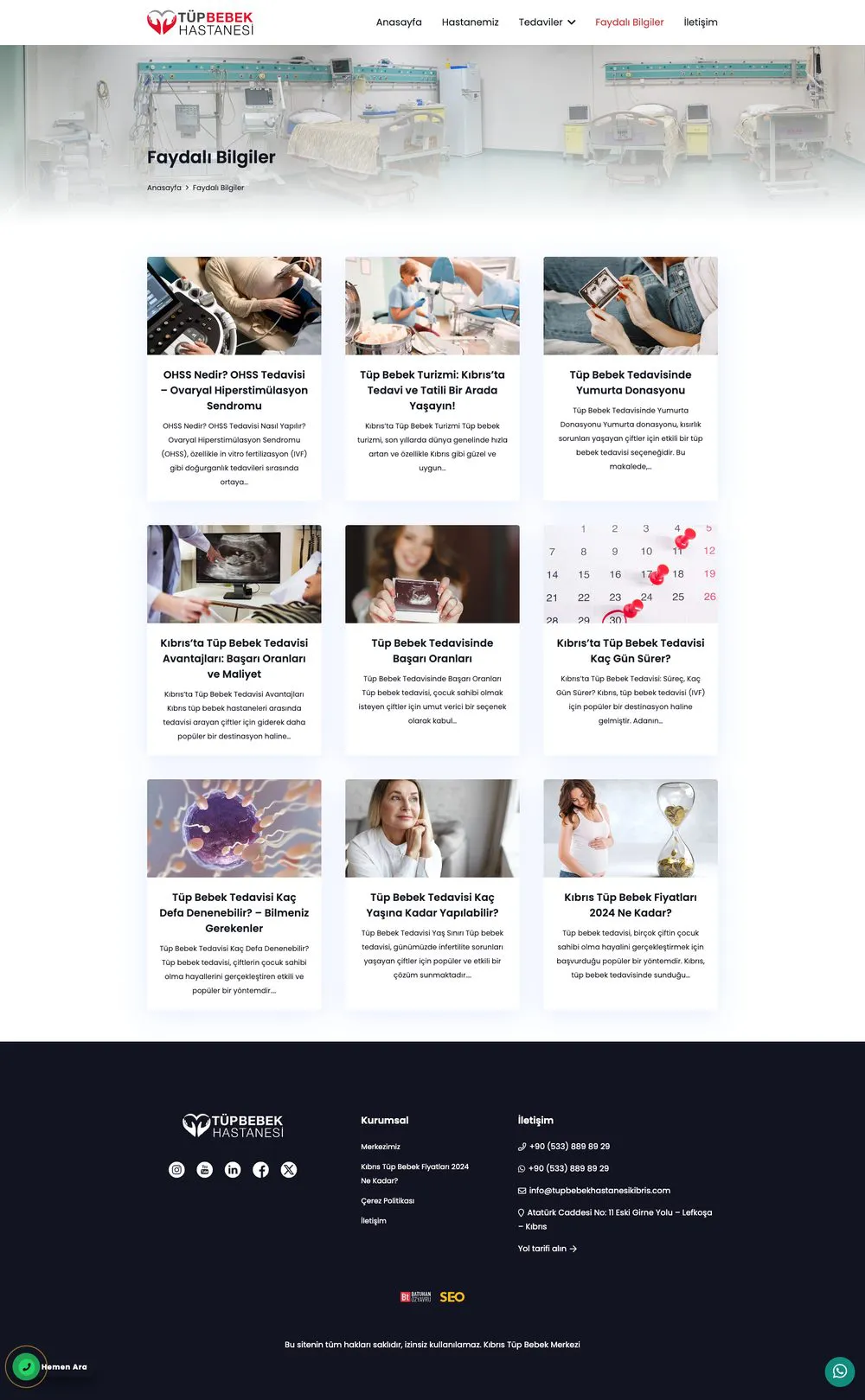 Kıbrıs Tüp Bebek Hastanesi web sitesi sayfa 3