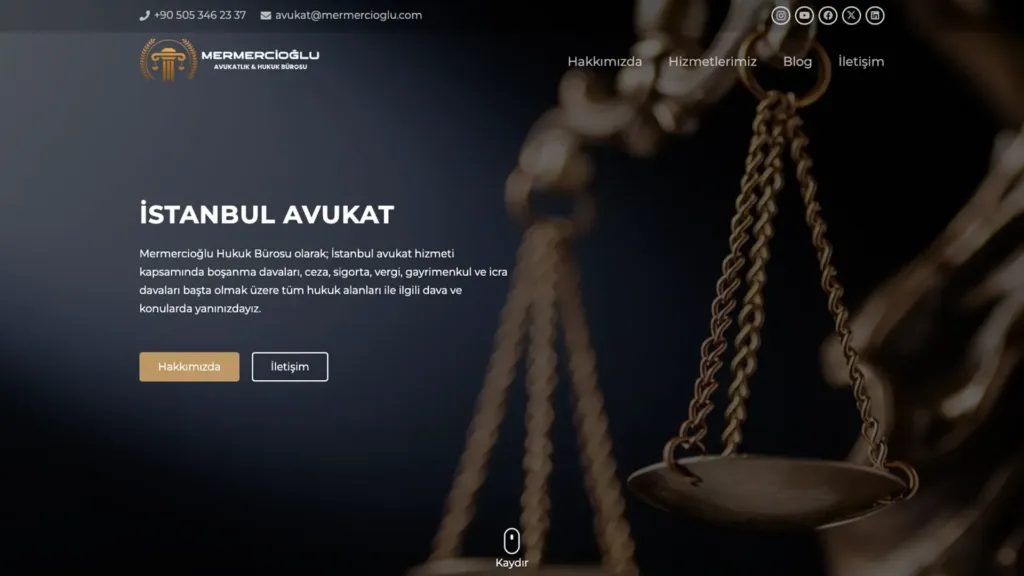 Mermercioğlu Hukuk web sitesi ekran görüntüsü