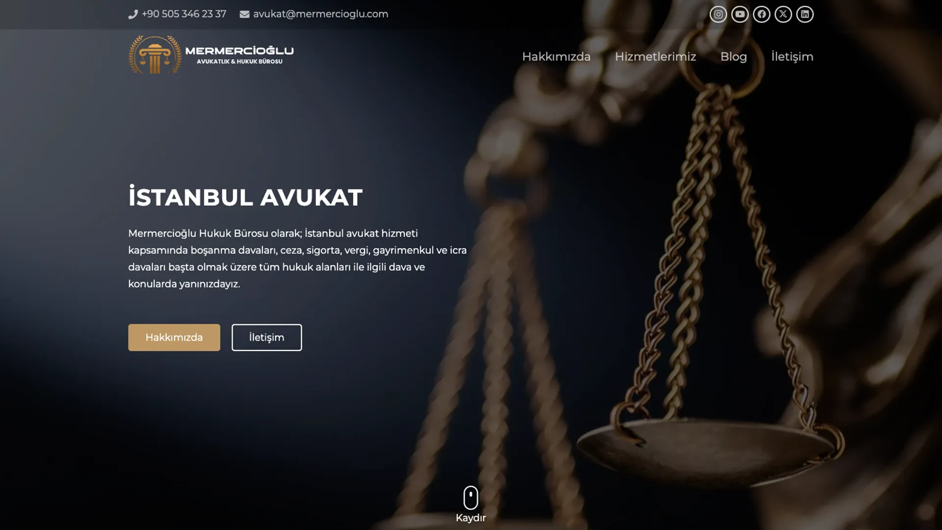 Mermercioğlu Hukuk web sitesi ekran görüntüsü