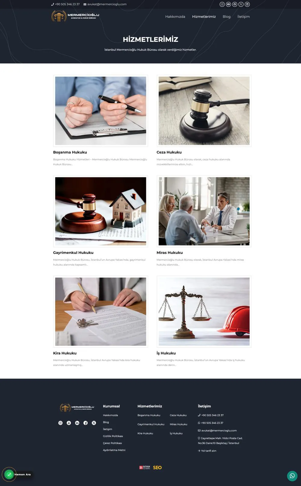 Mermercioğlu Hukuk web sitesi sayfa 3