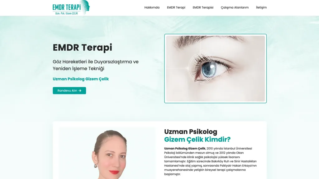 EMDR Terapi web sitesi ekran görüntüsü