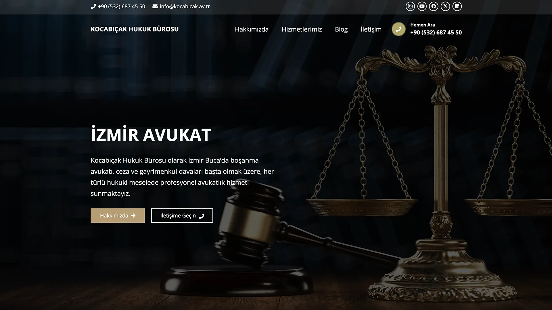 Kocabıçak Hukuk Bürosu web sitesi ekran görüntüsü