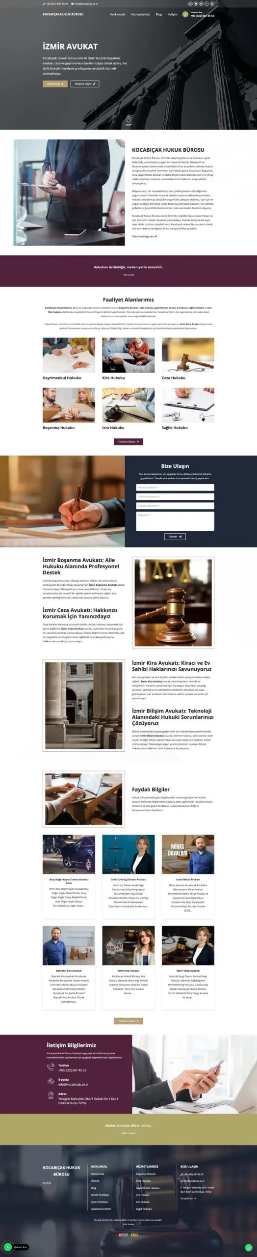 Kocabıçak Hukuk Bürosu web sitesi sayfa 1