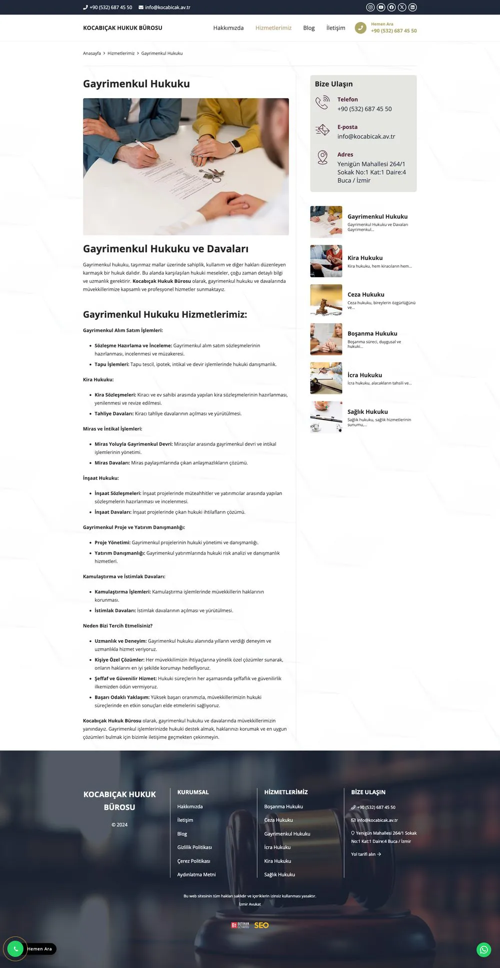 Kocabıçak Hukuk Bürosu web sitesi sayfa 3