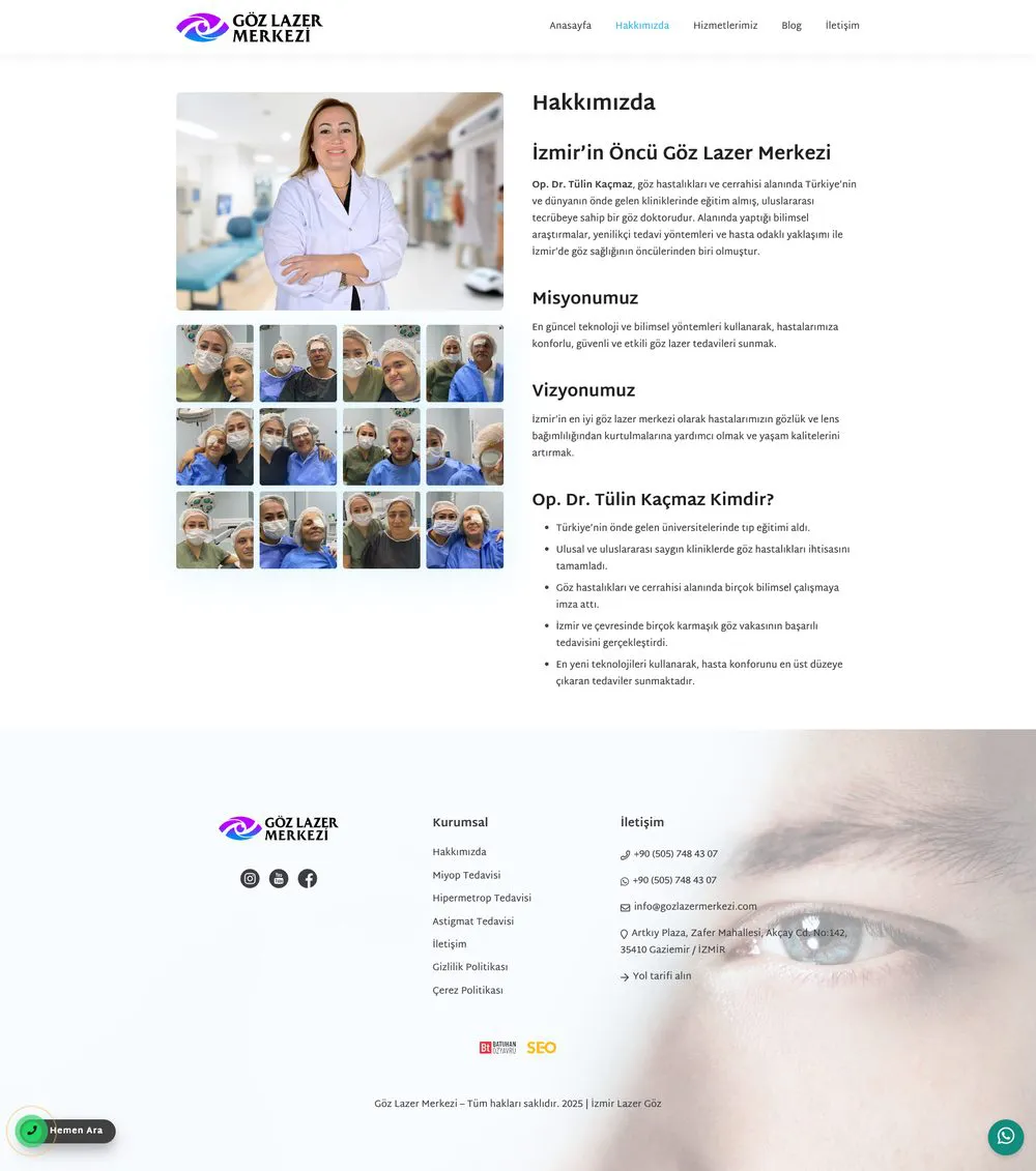 İzmir Göz Lazer Merkezi web sitesi sayfa 2