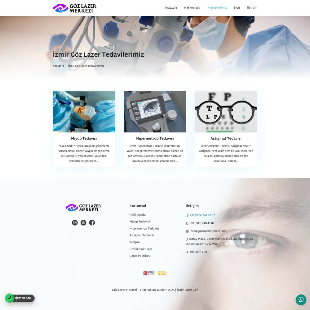 İzmir Göz Lazer Merkezi web sitesi sayfa 3
