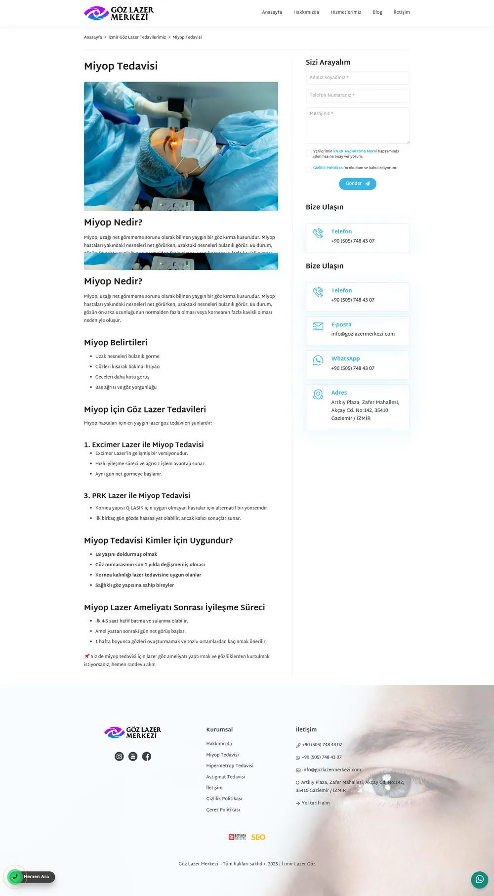İzmir Göz Lazer Merkezi web sitesi sayfa 5