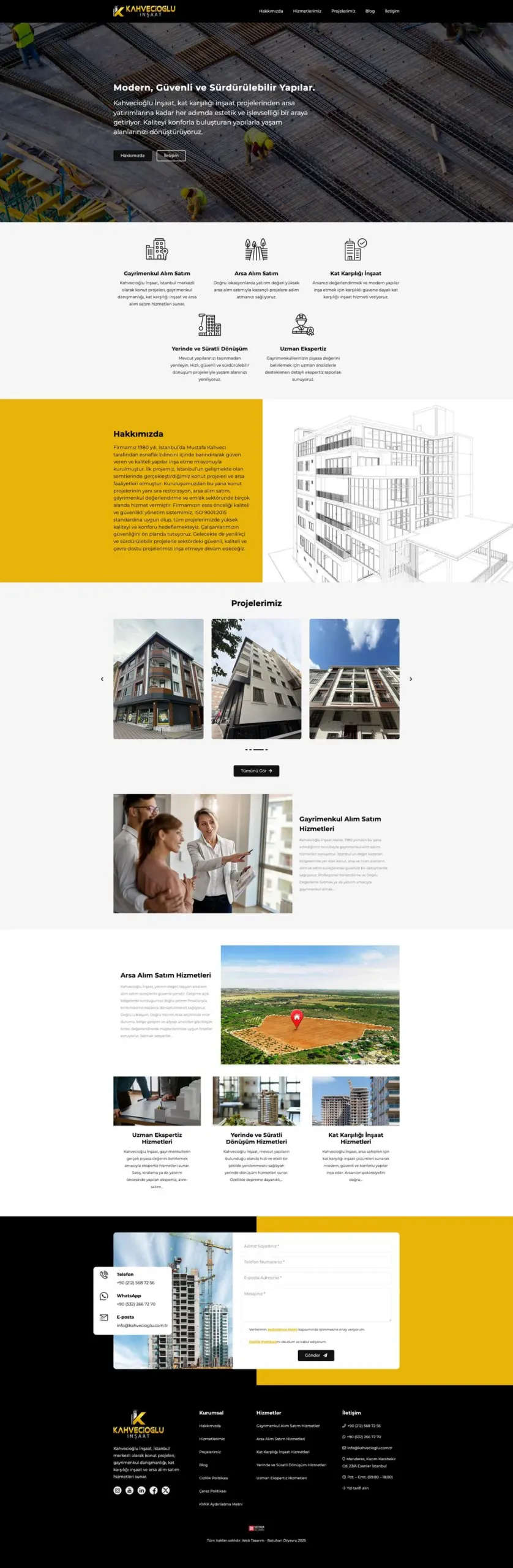 Kahvecioğlu İnşaat web sitesi sayfa 1