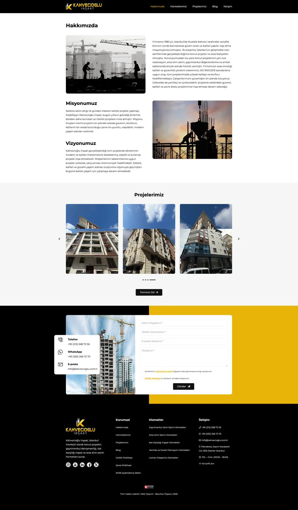 Kahvecioğlu İnşaat web sitesi sayfa 2
