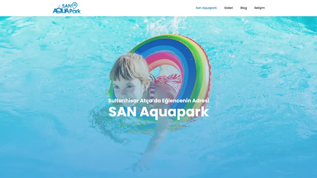San Aquapark web sitesi ekran görüntüsü