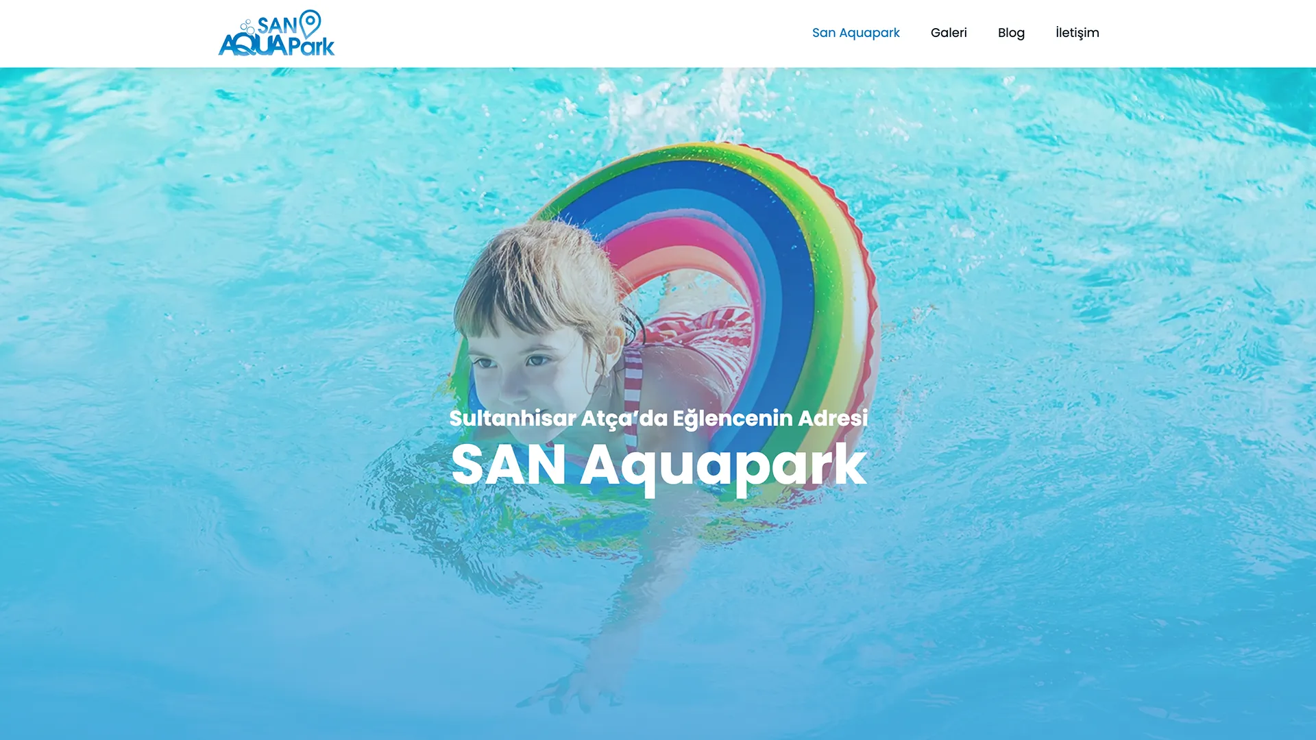 San Aquapark web sitesi ekran görüntüsü