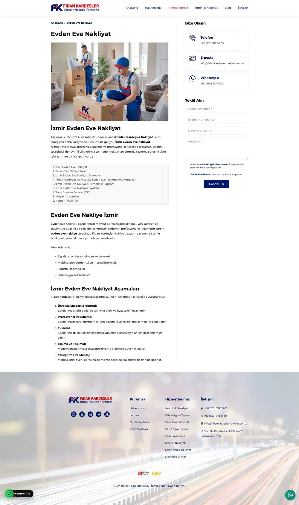 Fidan Kardeşler Nakliyat web sitesi sayfa 3