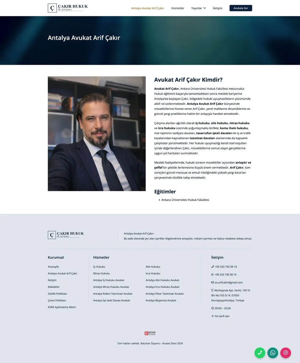 Avukat Arif Çakır web sitesi sayfa 2